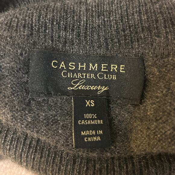 Charter Club Sweater Womens XS Gray Brown Striped Luxury Cashmere Turtleneck - Picture 4 of 7